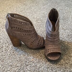 Not Rated Light Brown Heeled Boots with Peep-Toe Design…Worn Once